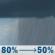 Thursday: Showers, mainly before noon. High near 48. Calm wind. Chance of precipitation is 80%. New precipitation amounts between a quarter and half of an inch possible. Thursday: Showers, mainly before noon. High near 48. Calm wind. Chance of precipitation is 80%. New precipitation amounts between a quarter and half of an inch possible.